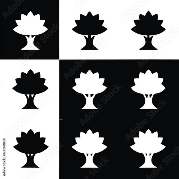 Fototapeta Black and White Tree Pattern Graphic Design Illustration Minimalist Art Print