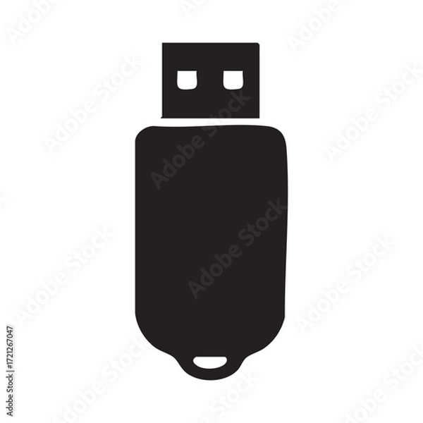 Fototapeta A Simple and Recognizable USB Drive Silhouette with Universal Data Storage Capabilities and Iconic Design Cues for Digital Connectivity