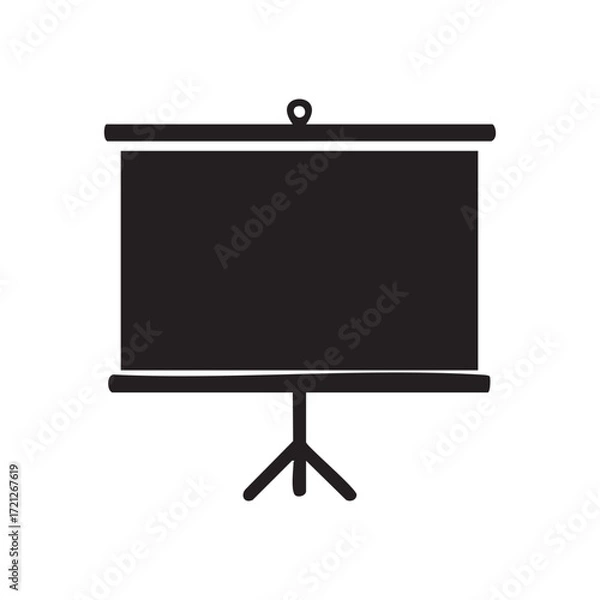 Fototapeta Presentation Screen Icon Simple Visual Aid for Explaining Concepts Stand Alone Projector for Displays and Meetings Signage Symbol