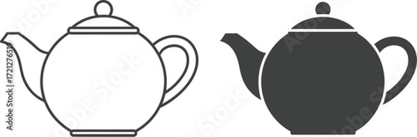 Fototapeta Classic white and dark grey teapots side by side, simple and elegant design