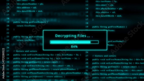 Obraz Decrypting Files Progress Bar on Digital Code Background programming computer