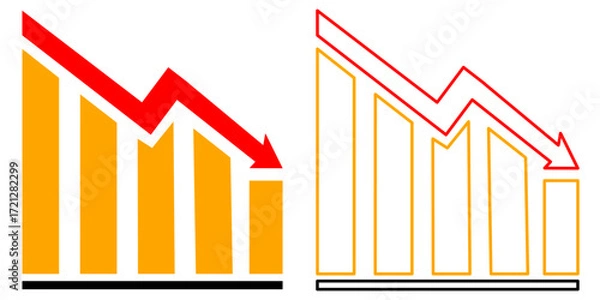 Fototapeta Ascending and descending graph set. Vector  illustration. 