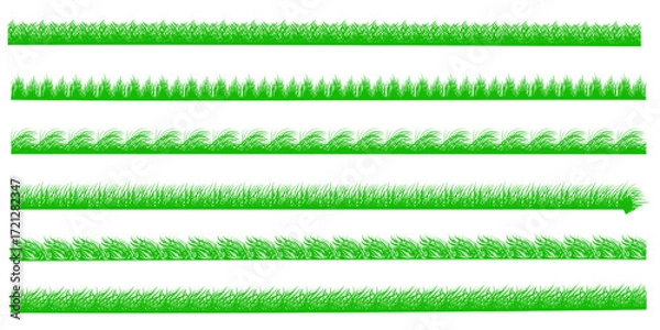 Fototapeta Collection of grass shapes isolated on white background. Vector  illustration. 