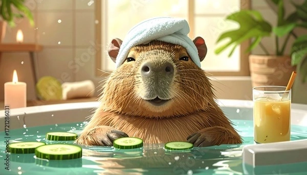Obraz Capybara enjoying a spa day