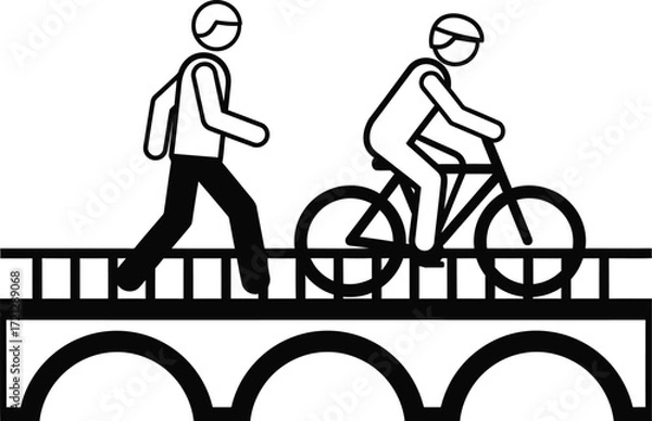 Fototapeta Pedestrian and cyclist bridge icon vector design illustration