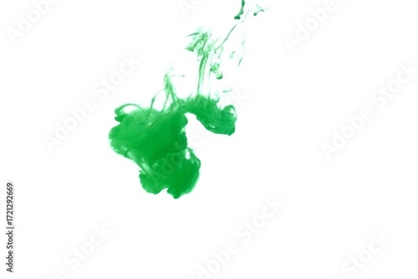 Fototapeta Green color dye melt on white background,Abstract smoke pattern,Colored liquid dye,Splash paint
