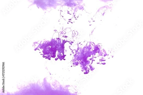 Fototapeta Purple color dye melt on white background,Abstract smoke pattern,Colored liquid dye,Splash paint	