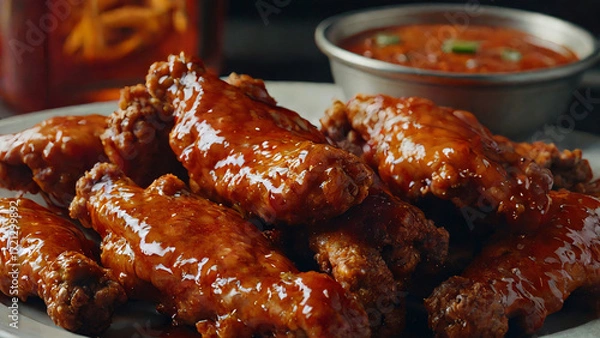Fototapeta fried chicken wings hot wings