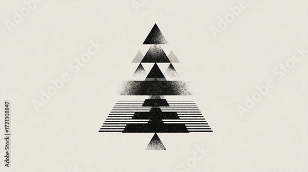 Fototapeta Against a light, solid backdrop is a stylized representation of a coniferous plant