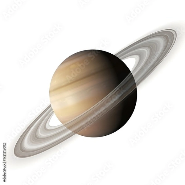 Fototapeta Saturn planet with rings isolated on white background