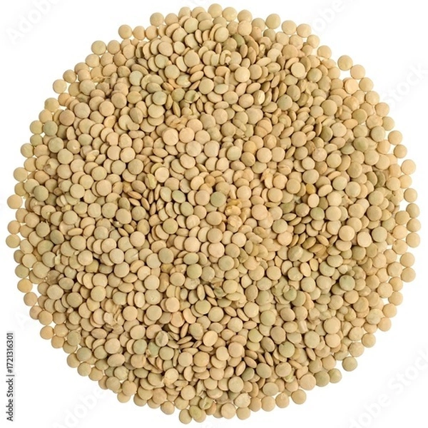 Obraz Pile of green lentils isolated on white background