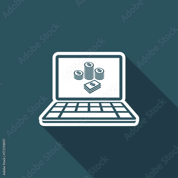 Fototapeta Pile of dollars - Vector icon for computer website or application