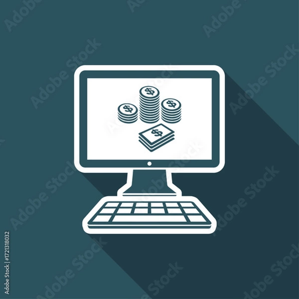 Fototapeta Pile of dollars - Vector icon for computer website or application