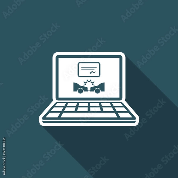 Fototapeta Car crash document online - Vector icon for computer website or application