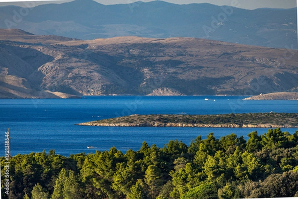 Fototapeta Panorama of the town of Lopar, view of the port of Lopar from a nearby peak, Rab