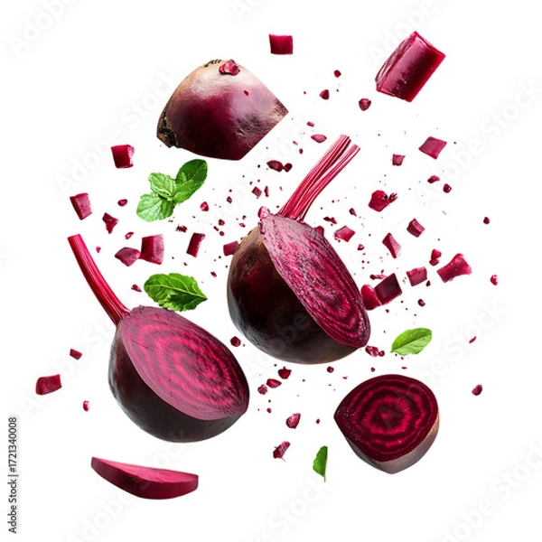 Obraz flying red beetroot and half slices png