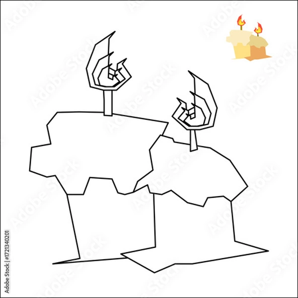 Fototapeta Halloween coloring page for kids. Candle.