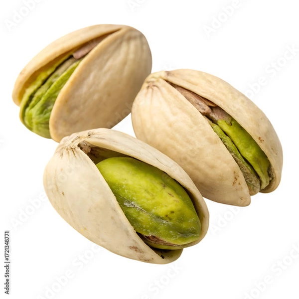 Fototapeta Three pistachios isolated on transparent background