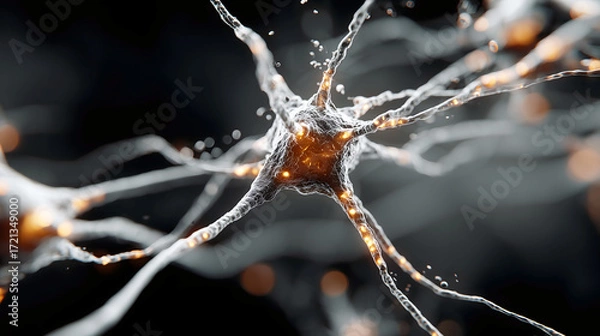 Fototapeta Artificial Neural Network Concept with Glowing Connections