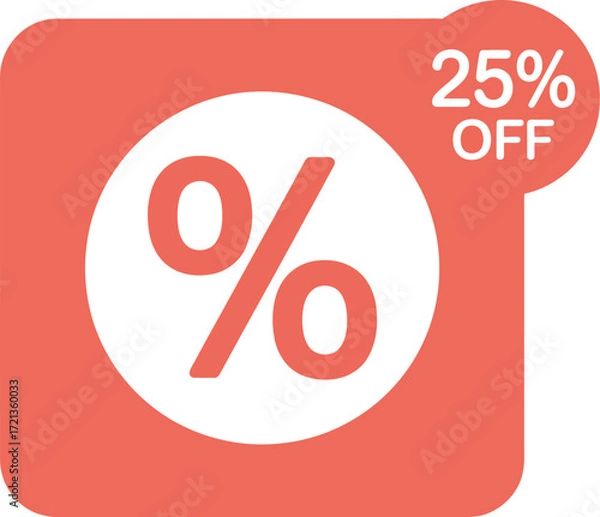 Fototapeta A square icon with a percent symbol and discount
