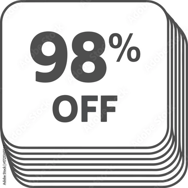 Fototapeta A square stack displaying ninety eight percent off