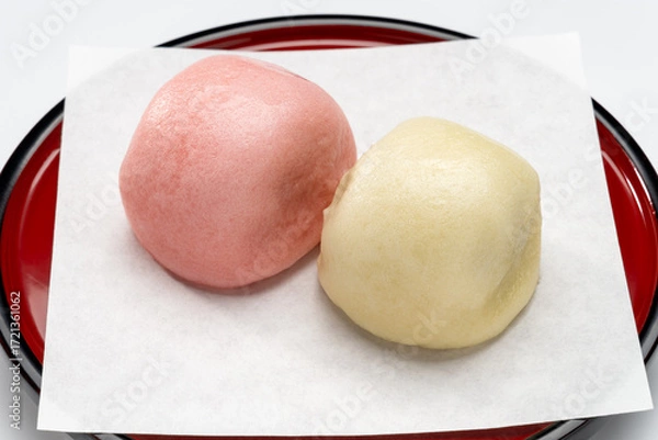 Fototapeta お祝い用の紅白饅頭