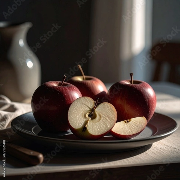 Fototapeta apples on the table, sliced