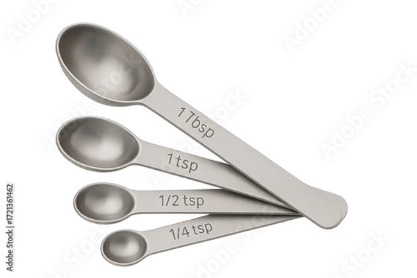Fototapeta Stainless steel measuring spoons set isolated on transparent background