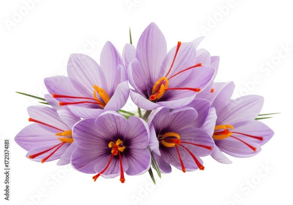 Fototapeta Saffron flowers isolated on transparent background isolated on transparent background