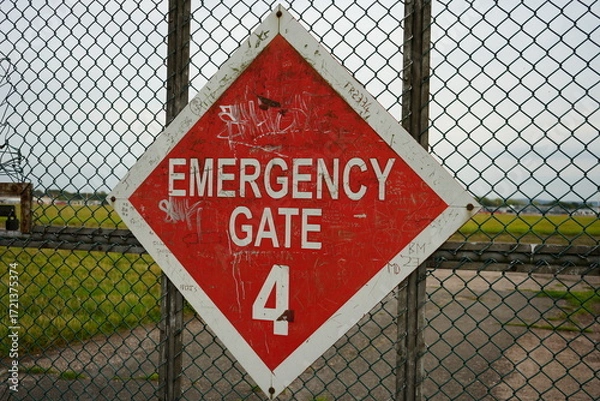 Obraz Emergency Gate 4 at East Midlands Airport Trail, Nottinghamshire, England: A Rural Scene