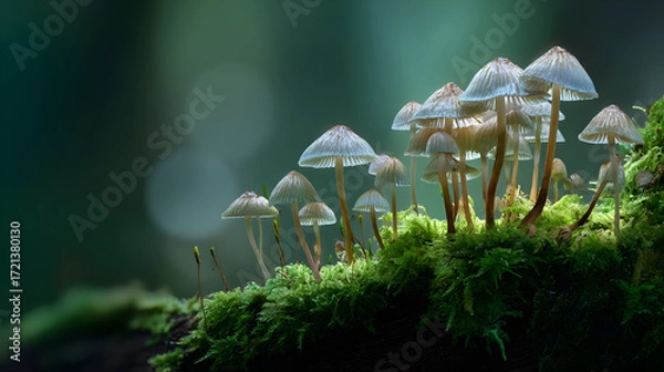 Fototapeta Discovering the Fascinatin World of Wild Fungi and Mshrooms: A Glimpse into Naure's Most Intriguing Orgaisms and Their Incredible cological Roles