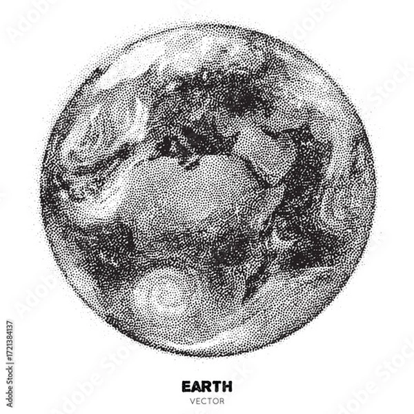 Obraz Planet Earth. Isolated element handdrawn with ink. Pointillism, dotted