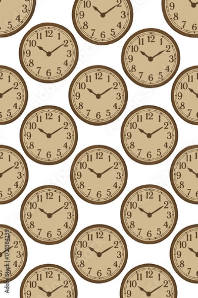 Obraz Seamless Vintage Clock Pattern Illustration for Timeless Retro Design