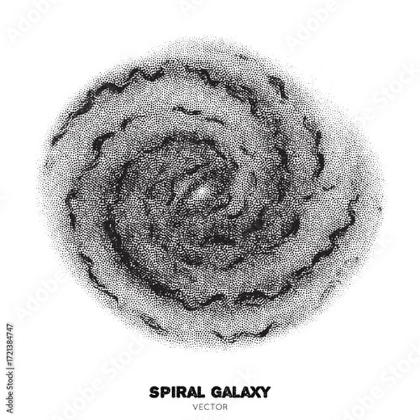 Obraz Spiral Galaxy. Isolated element handdrawn with ink. Pointillism, dotted