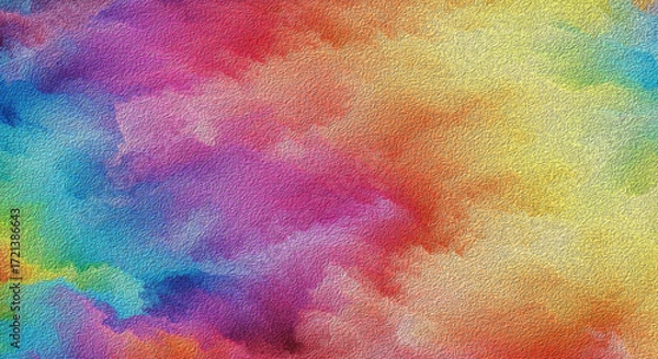 Fototapeta Vibrant Rainbow Watercolor Texture: Abstract Colorful Background with Impasto Effect, Ideal for Design Projects.