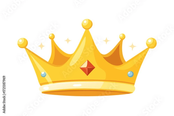 Obraz A regal and elegant golden crown hangs in mid-air against a pure and crystal-clear background, exuding a sense of supremacy and majesty.Royal Crown
