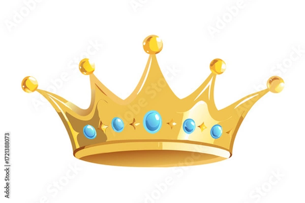Obraz A regal and elegant golden crown hangs in mid-air against a pure and crystal-clear background, exuding a sense of supremacy and majesty.Royal Crown
