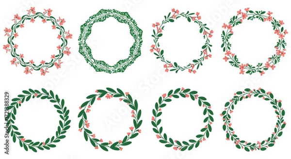 Fototapeta Floral wreaths in varying styles and colors a decorative botanical collection