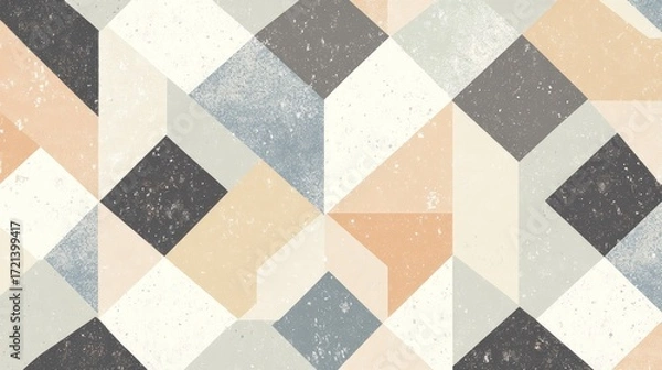 Fototapeta Abstract geometric pattern with muted pastel colors and textured surface.