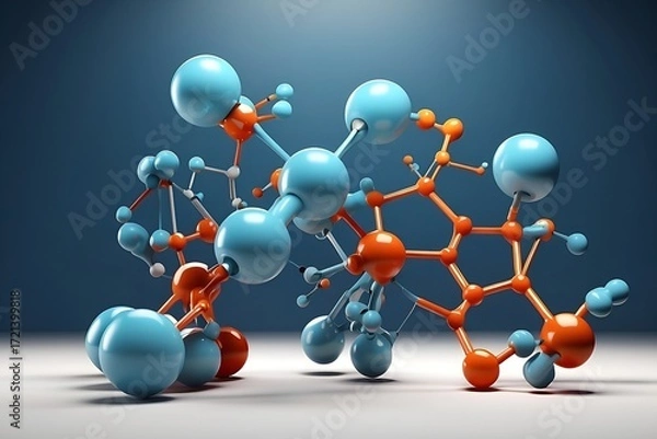 Fototapeta Molecular structure illustration showcasing scientific research and development in a modern style