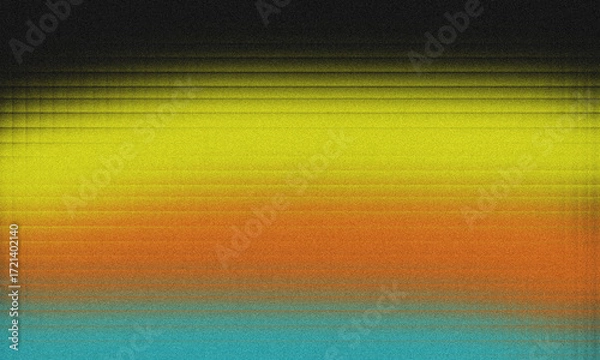 Fototapeta Digital Glitch Art with a Gradient of Black Yellow Orange and Blue Grainy background   