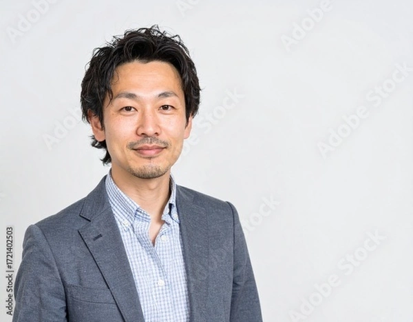Fototapeta カジュアルなジャケット姿の日本人男性（40代）・柔らかい表情のビジネスポートレート