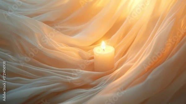 Fototapeta Candlelight Serenity - Soft Fabric and Gentle Glow.