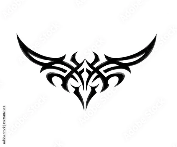 Fototapeta Intricate black tribal design with sharp edges isolated on transparent background
