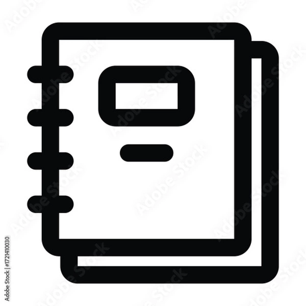 Fototapeta Black line minimalist illustration of a spiral notebook. Clean design, ideal for school, office, study, and writing purposes.
