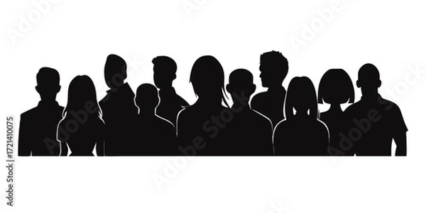 Obraz Vector characters - silhouettes. Unrecognizable portraits of women and men. Group of people.vector icon