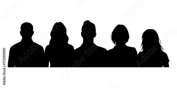Obraz Vector characters - silhouettes. Unrecognizable portraits of women and men. Group of people.vector icon
