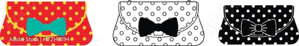 Obraz Polka dot clutch purse with bow vector fashion accessory set