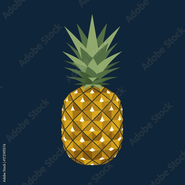Fototapeta Crisp and refreshing illustration of a ripe pineapple, a tropical fruit with a spiky green crown, presented in a vector format