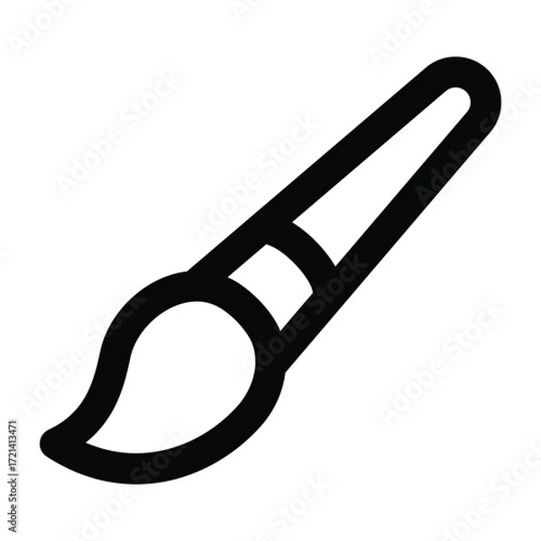 Fototapeta Black line illustration of a paint brush. Minimalist style, suitable for art, school, design, creativity, and workshop themes.
